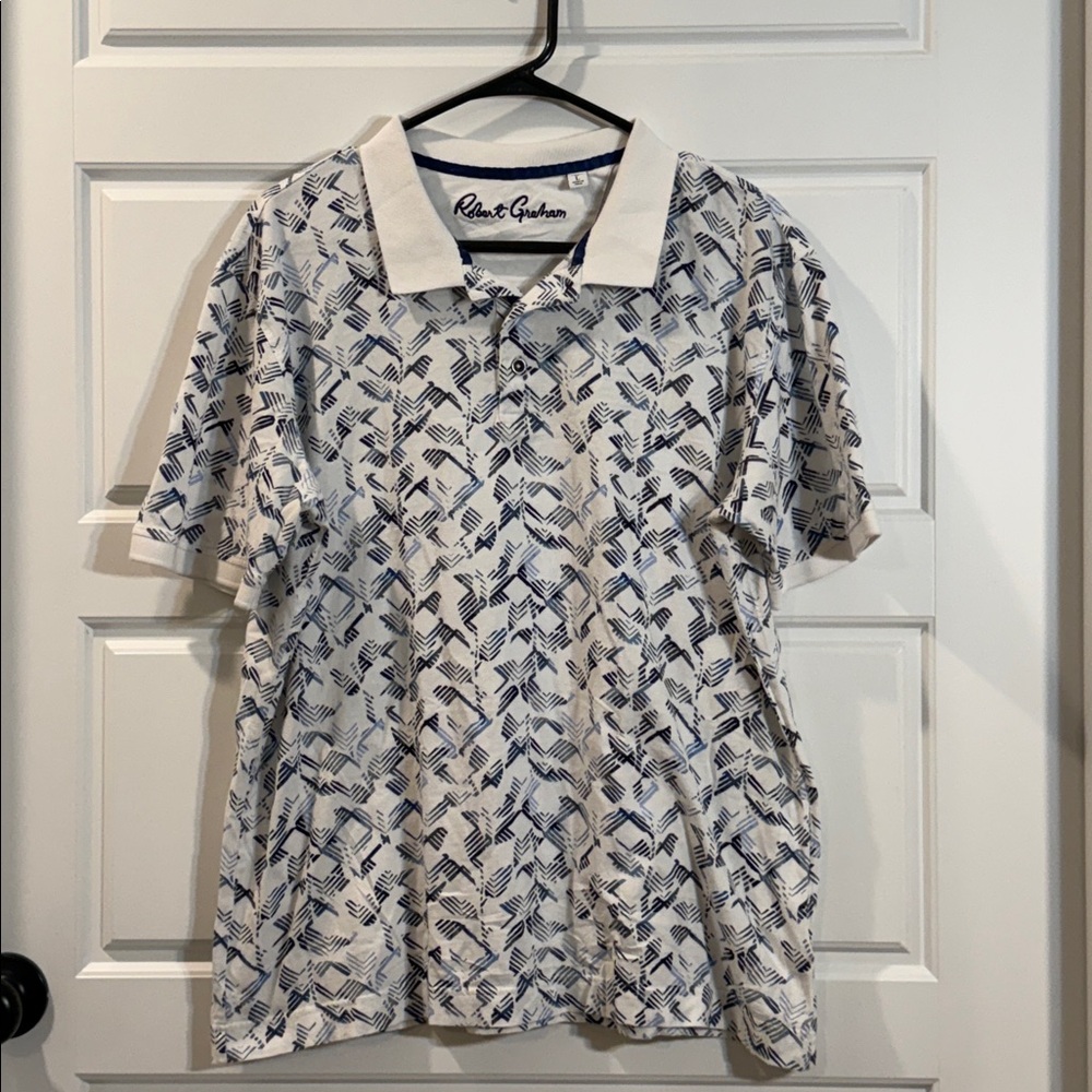 Robert Graham Classic Fit Polo "Altman"  white/blue Large